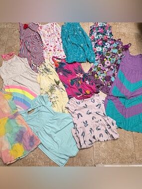 12 Girls Mixed Summer Dress & Top Lot - Bright Multi Colors size 6